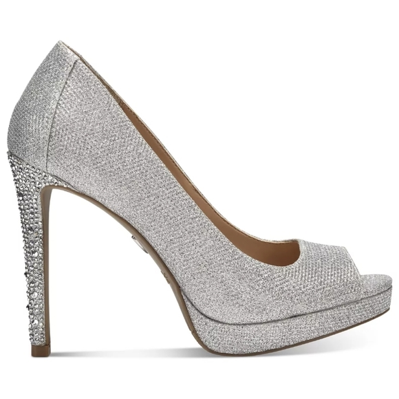 Thalia Sodi Lenna Beaded Heel Pumps Silver -7 - Picture 2 of 9